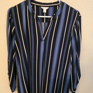 Cato women's V neck striped blouse, size M.